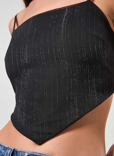 cropped lenço preto com brilho cropped lenço preto com brilho