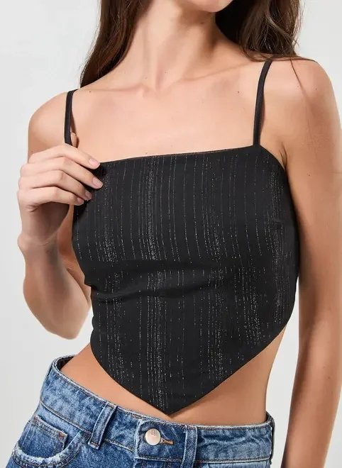 cropped lenço preto com brilho cropped lenço preto com brilho