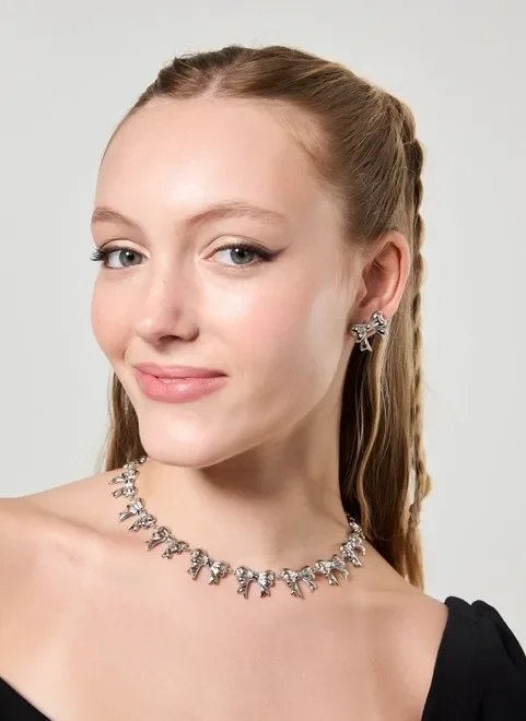 conjunto colar e brinco laços conjunto colar e brinco laços