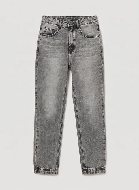calça mom em jeans cinza calça mom em jeans cinza