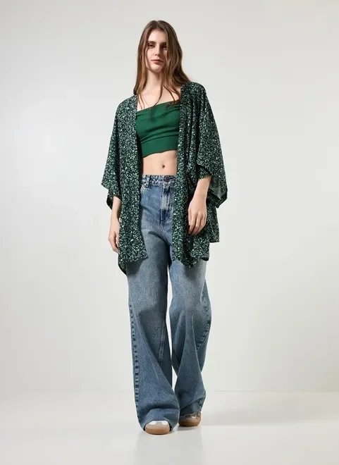 kimono alongado verde estampado kimono alongado verde estampado