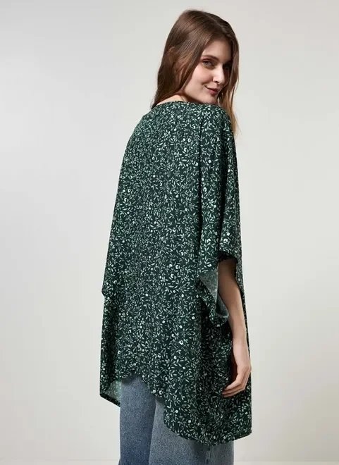 kimono alongado verde estampado kimono alongado verde estampado