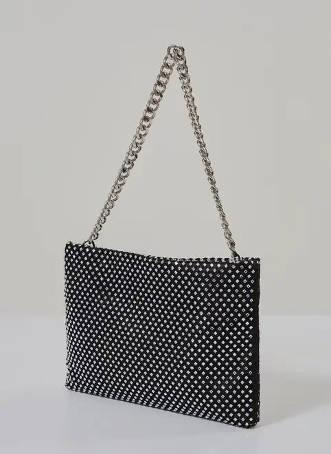 bolsa preta com strass e corrente bolsa preta com strass e corrente