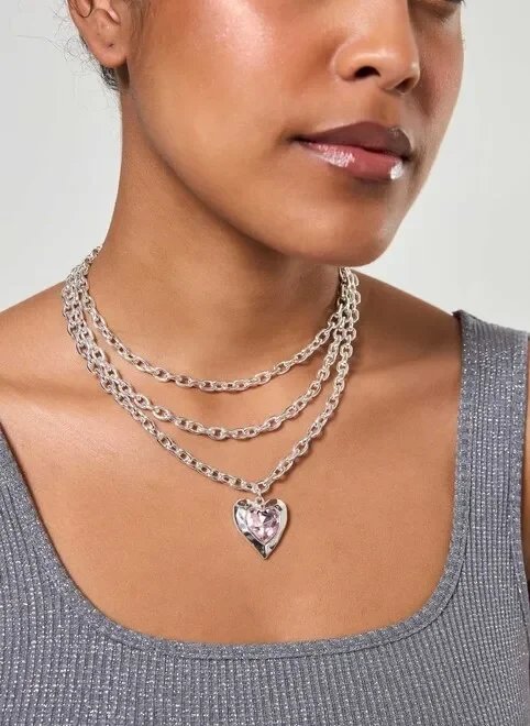 conjunto 3 colares e pingente de coração conjunto 3 colares e pingente de coração