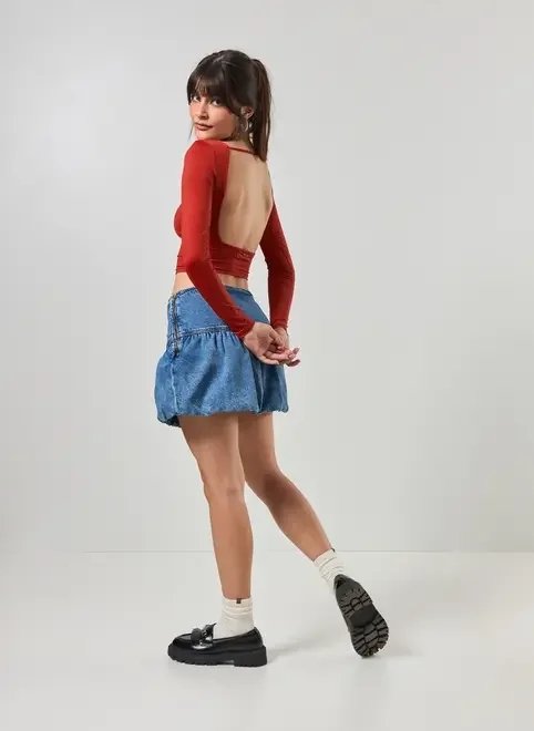 blusa manga longa costas abertas poliamida blusa manga longa costas abertas poliamida