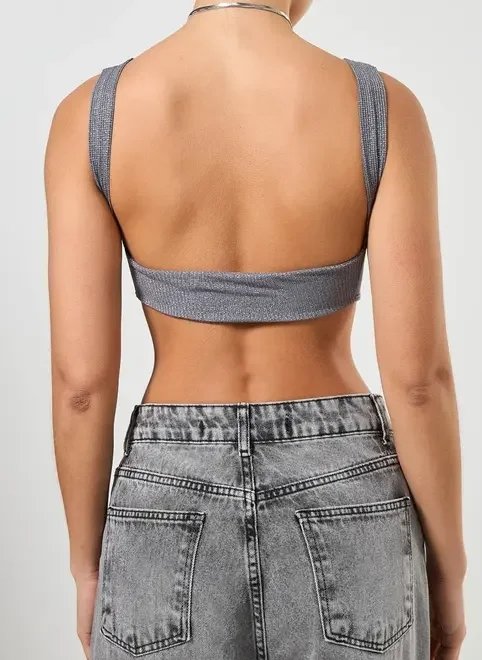 cropped cinza com brilho cropped cinza com brilho