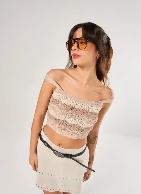 cropped de tricô listrado cropped de tricô listrado