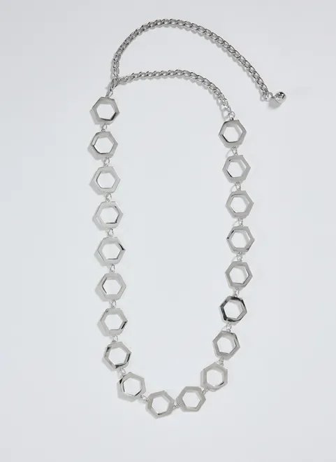 cinto body chain hexágonos em metal cinto body chain hexágonos em metal