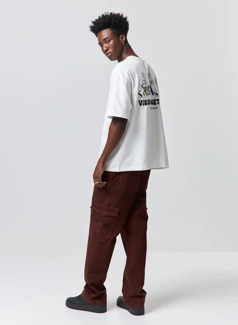 calça cargo reta em sarja calça cargo reta em sarja