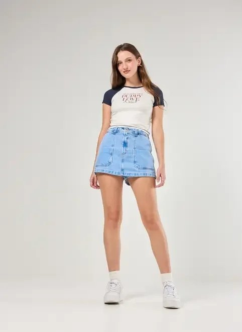 short saia jeans com bolsos short saia jeans com bolsos
