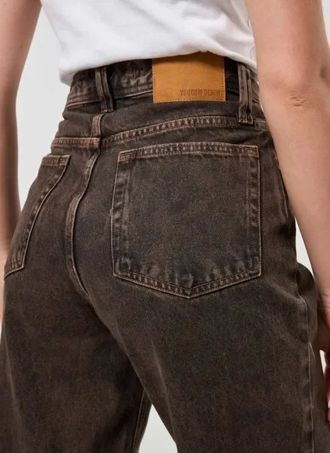 calça wide leg jeans marrom calça wide leg jeans marrom