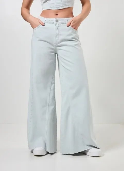 calça pantalona em sarja azulzinha calça pantalona em sarja azulzinha