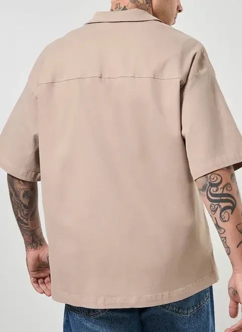 camisa box em sarja canelada camisa box em sarja canelada