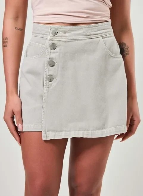 short saia em sarja cinza short saia em sarja cinza