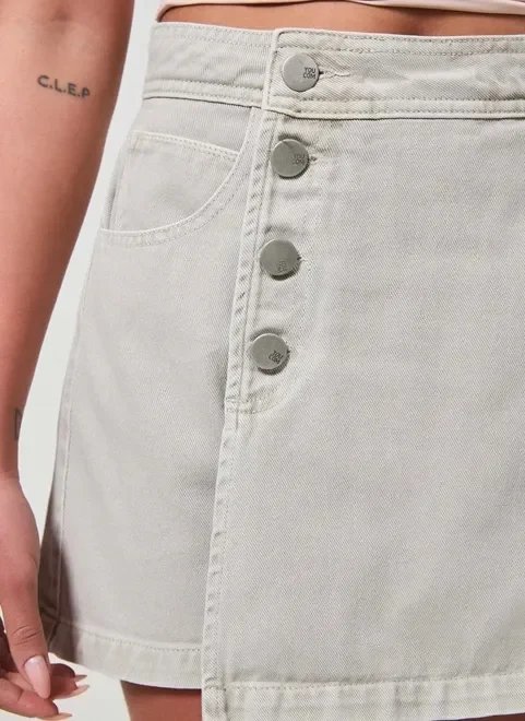 short saia em sarja cinza short saia em sarja cinza
