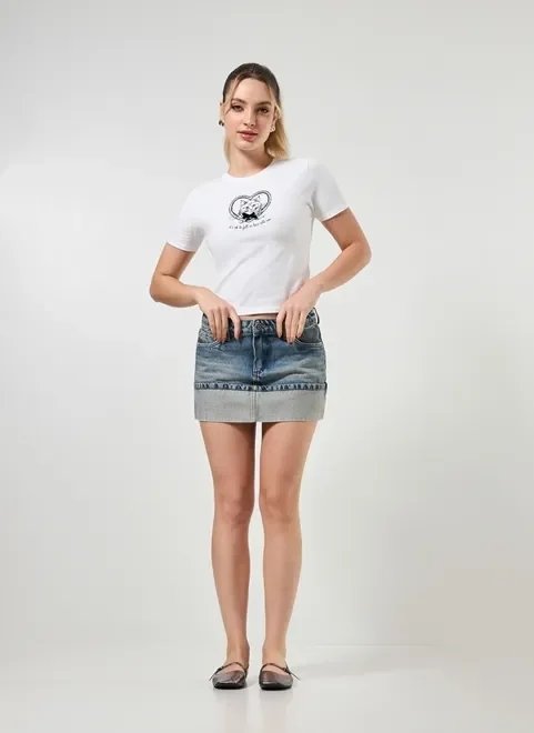 saia jeans com lavagem dirty saia jeans com lavagem dirty