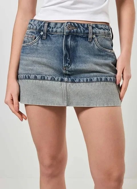saia jeans com lavagem dirty saia jeans com lavagem dirty