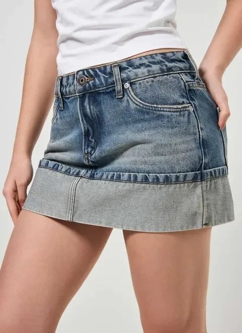 saia jeans com lavagem dirty saia jeans com lavagem dirty