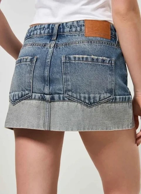 saia jeans com lavagem dirty saia jeans com lavagem dirty