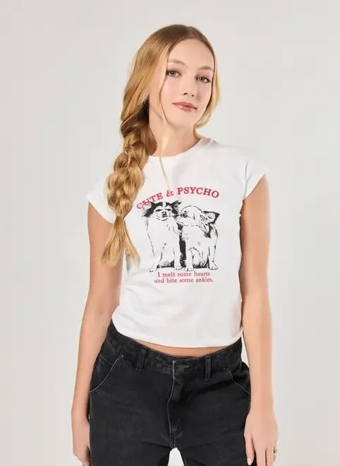 blusa mini tee branca chihuahuas blusa mini tee branca chihuahuas