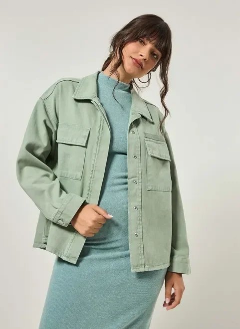 jaqueta estilo camisa em sarja jaqueta estilo camisa em sarja