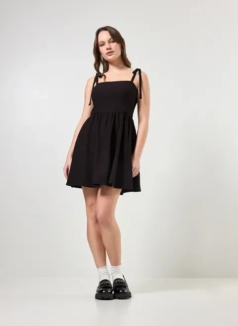 vestido preto com laços nas alças vestido preto com laços nas alças