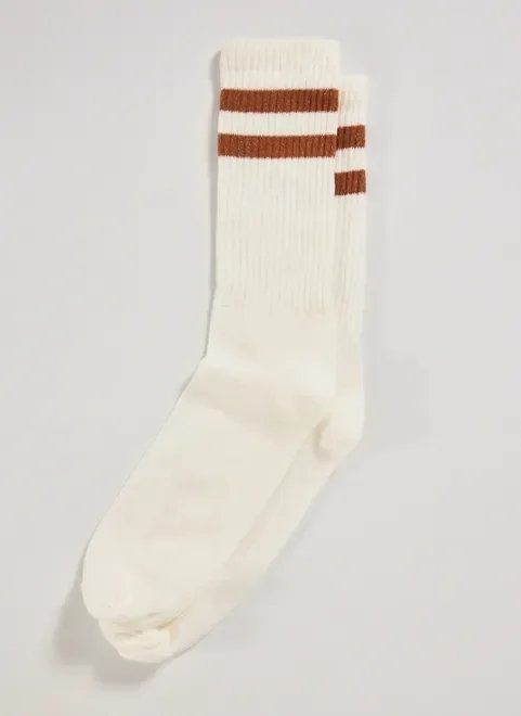 meia off-white com listras marrom meia off-white com listras marrom