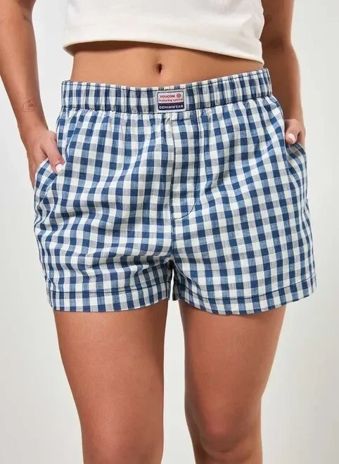 short estilo cuequinha xadrez azul short estilo cuequinha xadrez azul