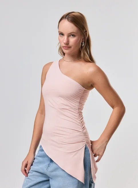 blusa assimétrica ombro único em poliamida blusa assimétrica ombro único em poliamida