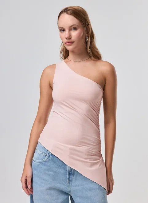 blusa assimétrica ombro único em poliamida blusa assimétrica ombro único em poliamida
