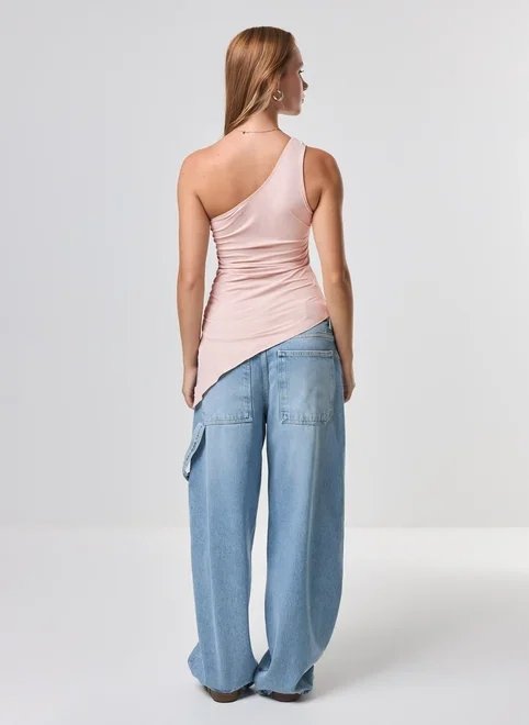 blusa assimétrica ombro único em poliamida blusa assimétrica ombro único em poliamida