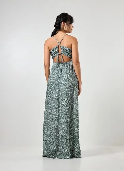 vestido longo verde estampado vestido longo verde estampado