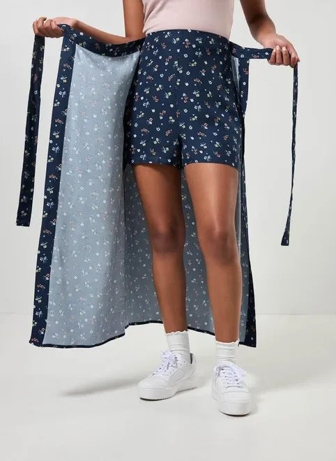 short saia amarração floral short saia amarração floral