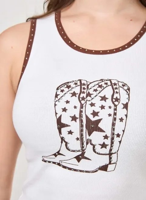 regata botas cowboy com strass regata botas cowboy com strass