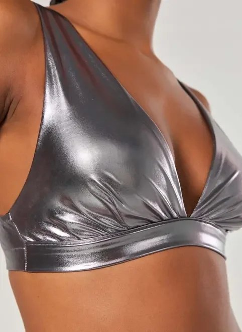 top prateado metalizado top prateado metalizado