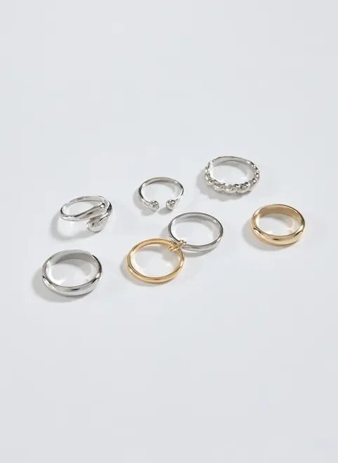 kit anéis com mix prateado e dourado kit anéis com mix prateado e dourado