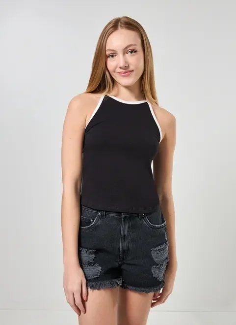 blusa halter detalhe contrastante blusa halter detalhe contrastante
