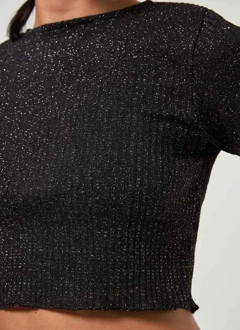 blusa cropped preta brilhosa blusa cropped preta brilhosa