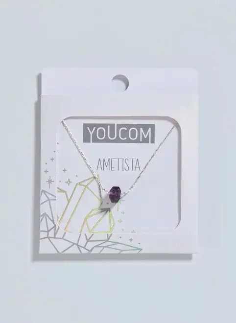 colar prateado com ametista colar prateado com ametista