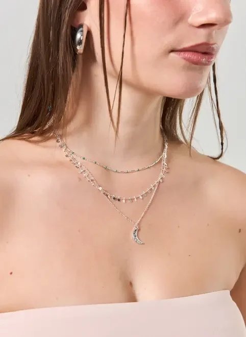 conjunto 3 colares lua e medalinhas pratedos conjunto 3 colares lua e medalinhas pratedos