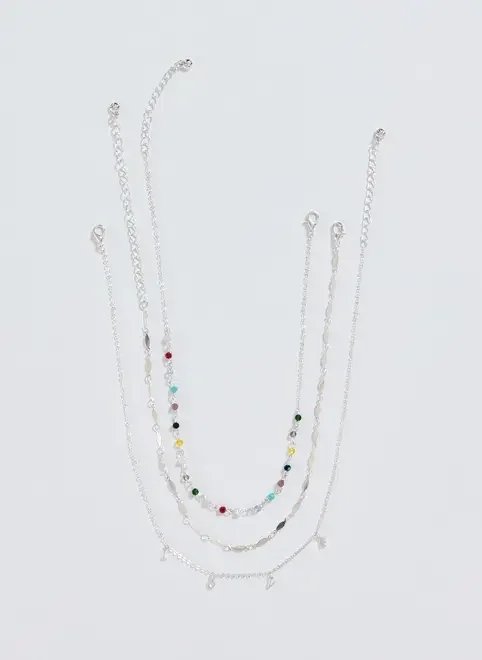 conjunto 3 colares love prateado conjunto 3 colares love prateado