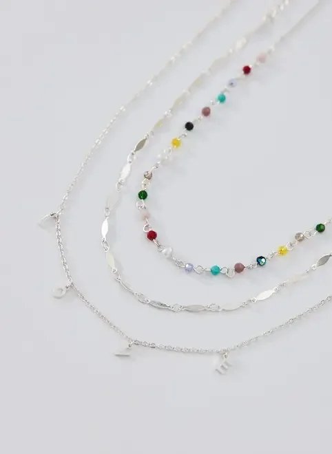 conjunto 3 colares love prateado conjunto 3 colares love prateado