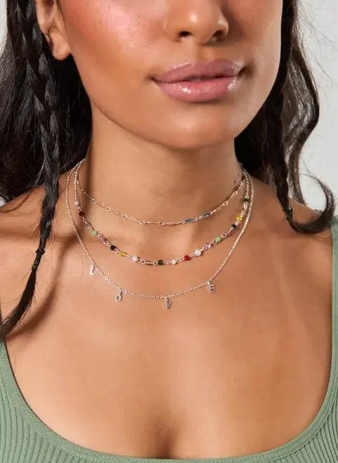 conjunto 3 colares love prateado conjunto 3 colares love prateado