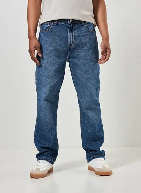 calça jeans escura relaxed calça jeans escura relaxed