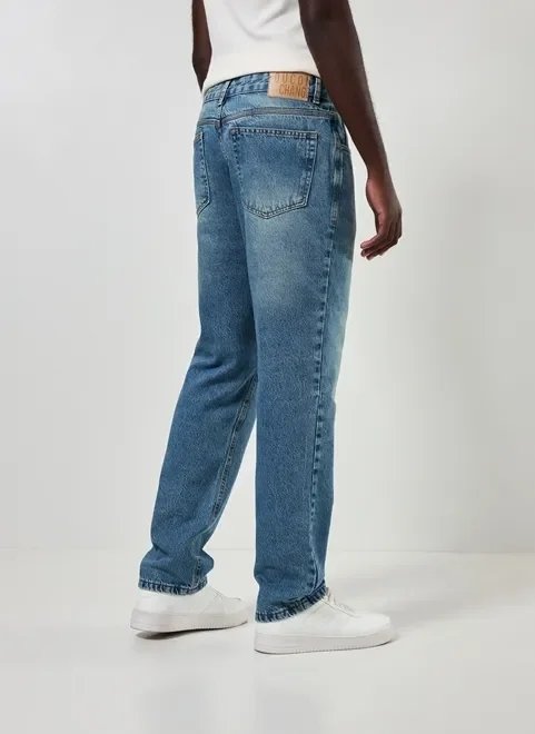 calça reta em jeans circular calça reta em jeans circular