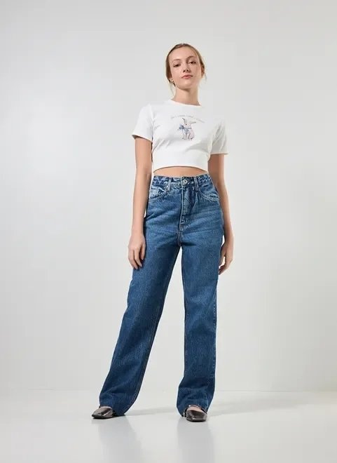 calça wide leg cintura alta em jeans circular calça wide leg cintura alta em jeans circular