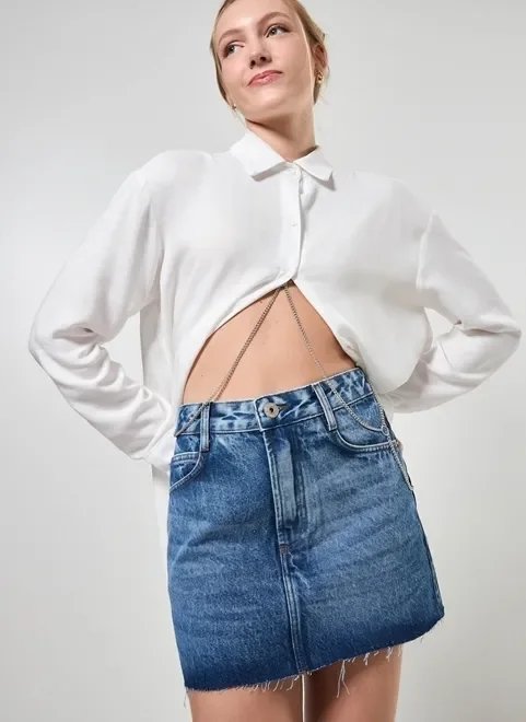 saia cintura alta em jeans circular saia cintura alta em jeans circular