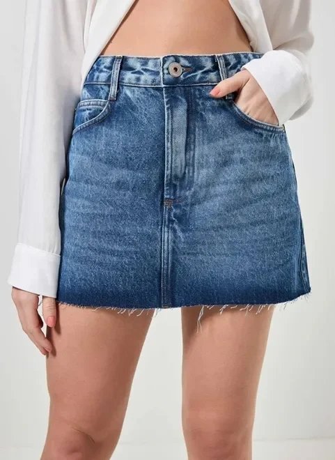 saia cintura alta em jeans circular saia cintura alta em jeans circular
