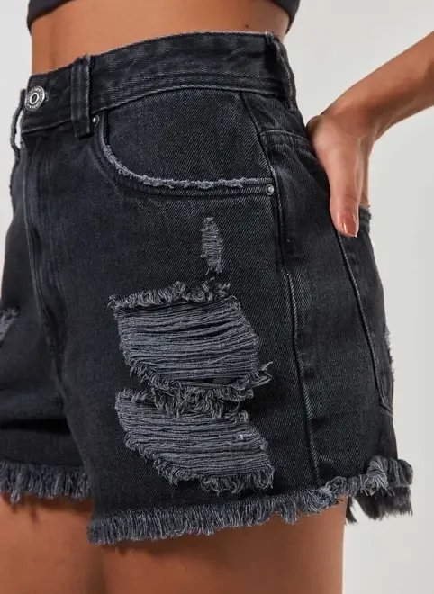 short jeans hot pants com barra desfiada short jeans hot pants com barra desfiada