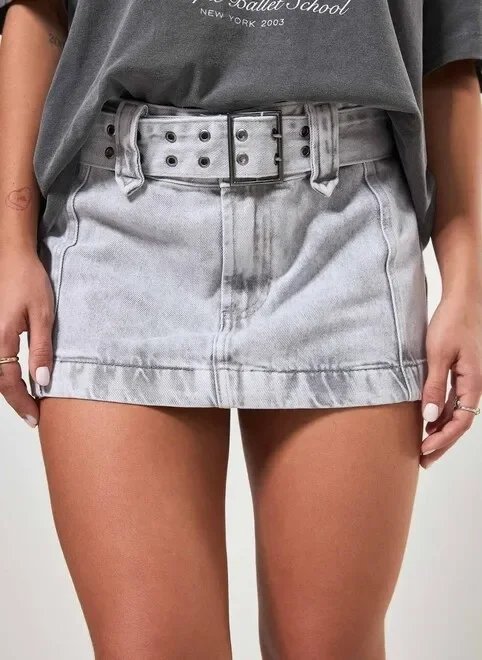 minissaia jeans cinza cintura baixa minissaia jeans cinza cintura baixa